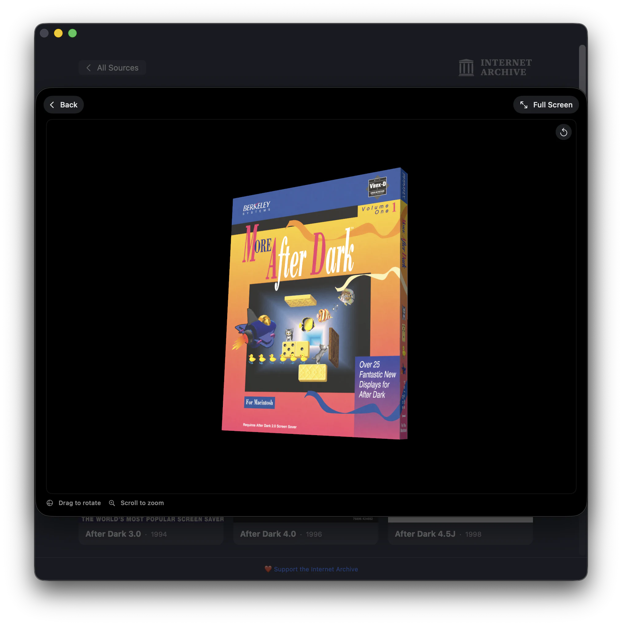 Afterglow displaying a rotatable 3D preview of the More After Dark retail box.